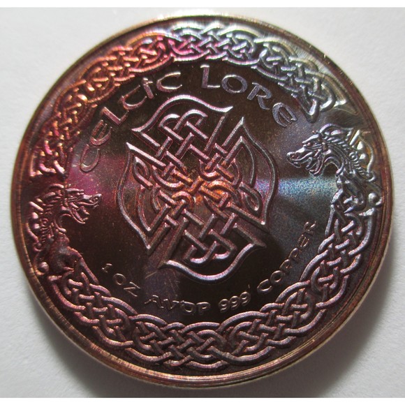 Celtic Lore: Welsh Red Dragon, 1 Oz Copper COLORED Coin - Picture 4 of 4